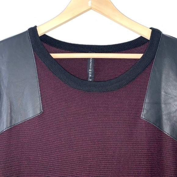 Walter Baker dress knit faux leather patches‎ sweater medium long sleeve NWT - Picture 2 of 7